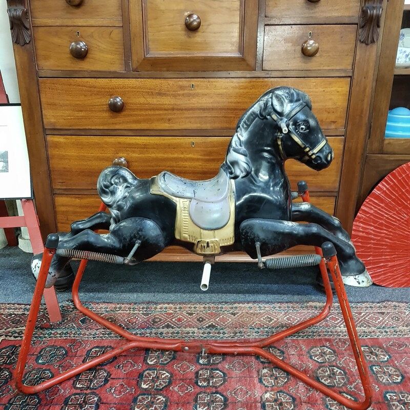 Metal Rocking Horse by Mobo, made in England c.1950 - $275
