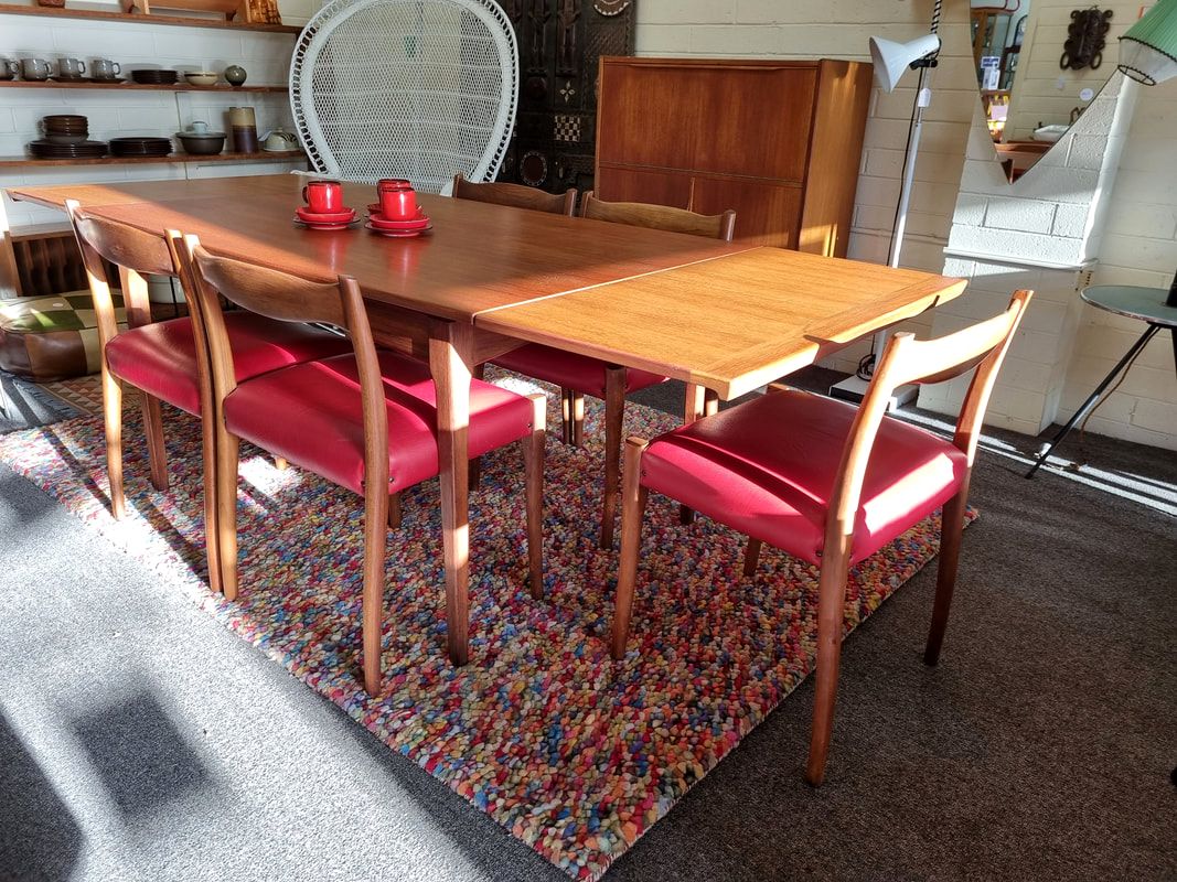 Mid Century Teak Fler 64 Extension Table designed by Fred Lowen, c.1960 // Fler 64 Dining Chairs