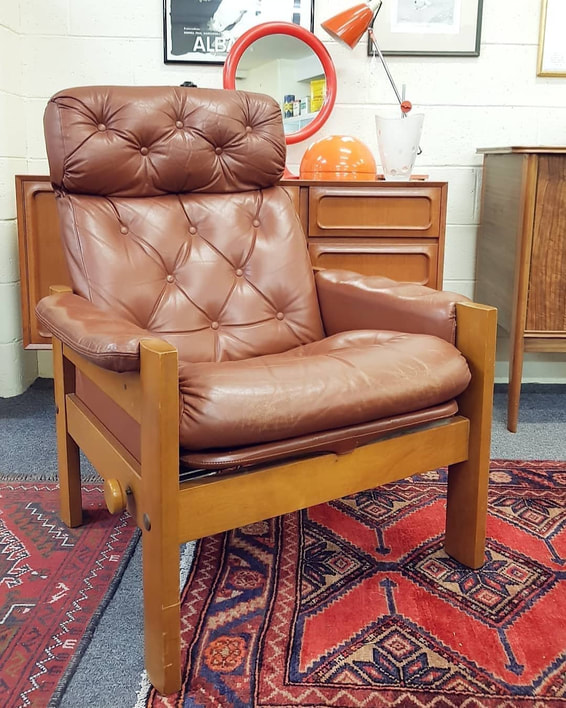 Pair of Mid Century Leather Reclining Armchairs  ​by Danish Deluxe c.1970 