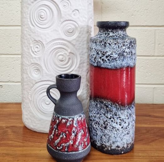 Mid Century Fossil Pattern Vase with Handle by Scheurich, West Germany c.1960  // Fat Lava West German Vase c.1960 // Mid Century Fat Lava Pottery Vase by Scheurich, West Germany c.1960 
