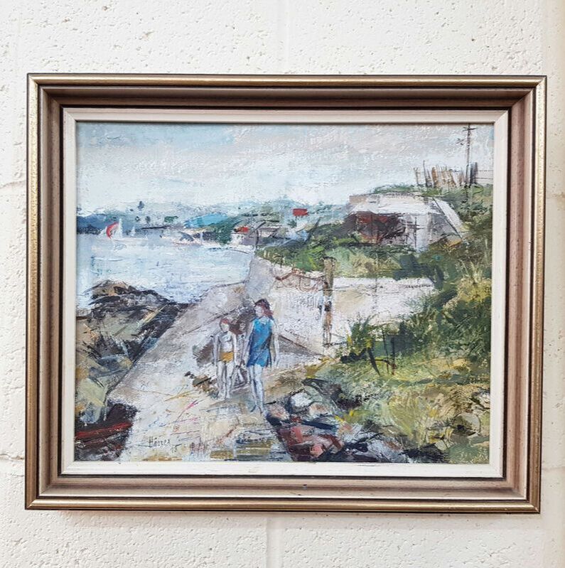 Oil On Canvas of Sandy Bay Promenade signed Harrex '73 (David Harrex b.1929 Hobart, Tas.) 
