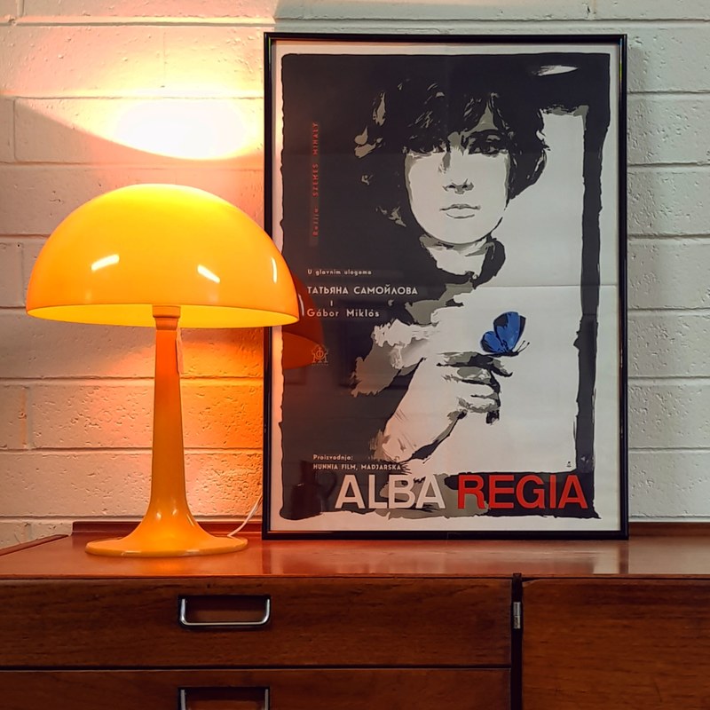 Alba Regia Framed Hungarian Vintage Movie Poster c.1960 - $145 // Softlite Mushroom Plastic Lamp c.1960 - $175