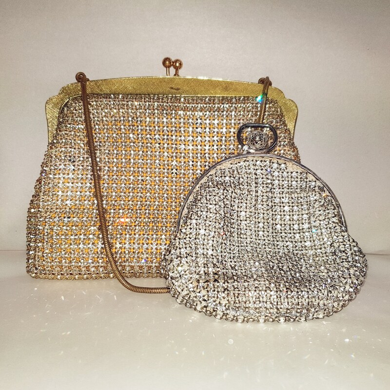 Vintage Oroton Diamanté Rhinestone Crystal Evening Handbag c.1970 - $190 Vintage Diamanté Rhinestone Crystal Purse, Germany c.1960 - $95