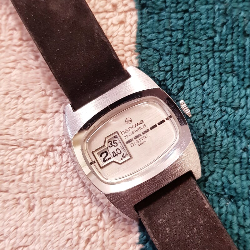 Hanowa Japan 17 Jewels Digital Watch c.1970 - $265