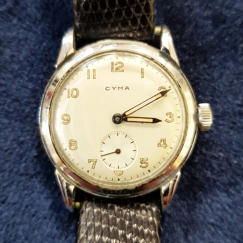 Cyma Art Deco Self Wind Watch c.1940 - $285