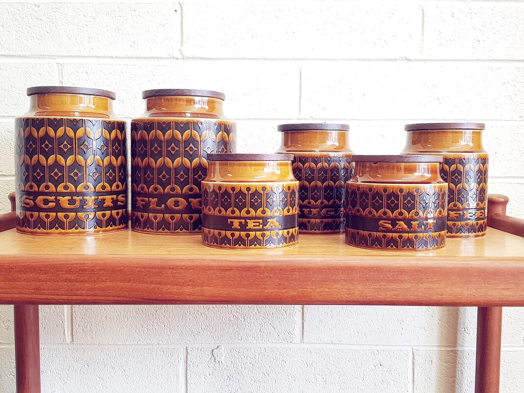 Hornsea Heirloom Pottery Canisters, England c.1970