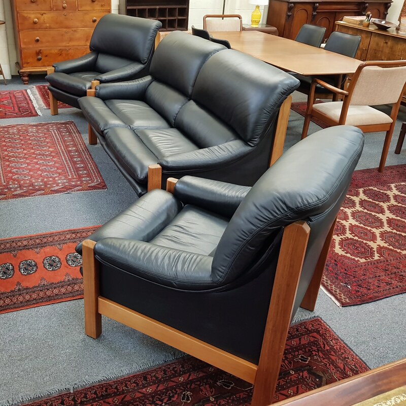 Blackwood & Leather 3 Seater Lounge & 2 Armchairs by Just Leather, Launceston (Tas.)