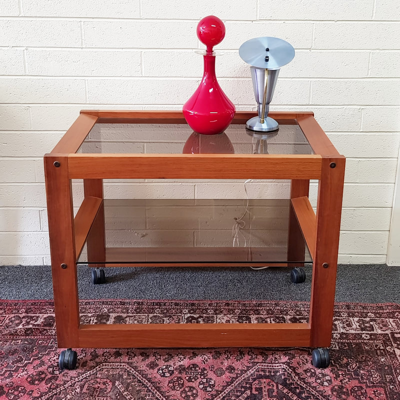 Blackwood Drinks Trolley with Smoked Glass by Pipers Truline (Tas.) c.1970