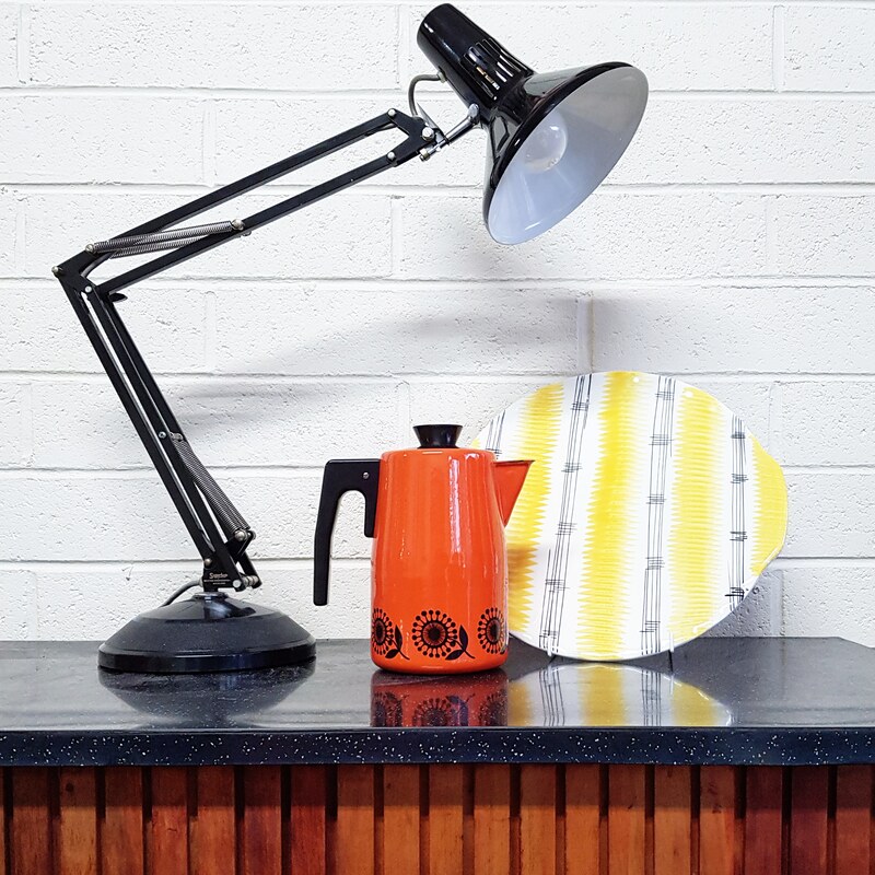 Mid Century Anglepoise Lamp by Superlux, N.Z. c.1960  // Retro Enamel Coffee Pot c.1960  // Mid Century Ceramic 