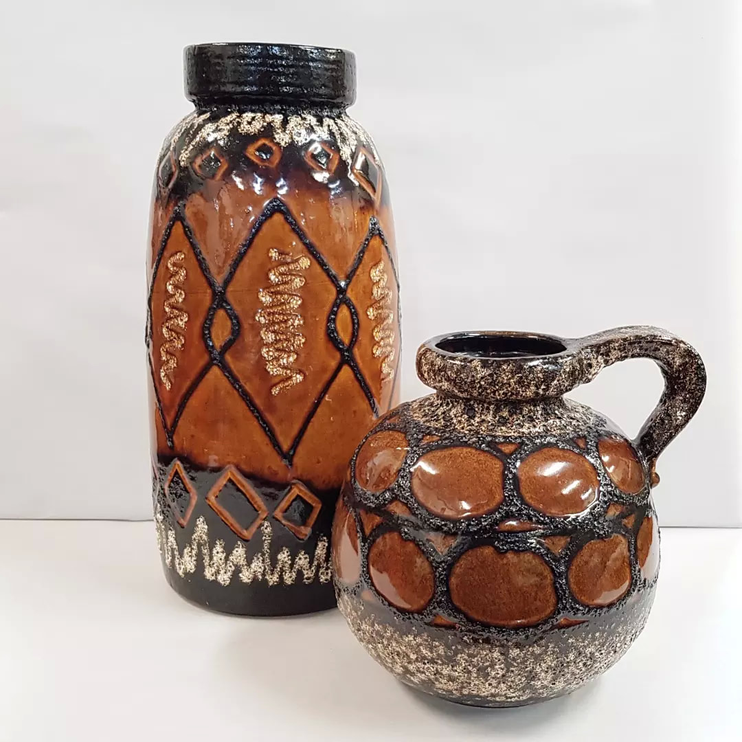 West German Pottery Vases by Scheurich c.1960