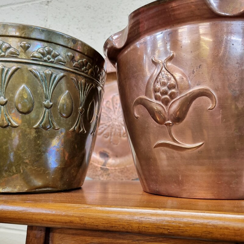 Art Nouveau Brass Planter Pot .1920 // Art Nouveau Copper Planter Pot c.1920