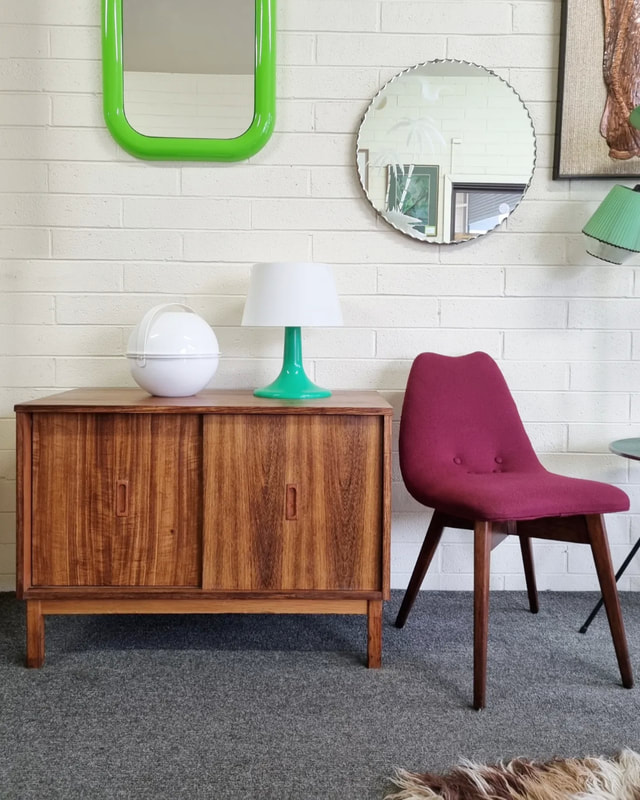 Mid Century Danish Rosewood Veneer Record Cabinet / Sideboard c.1960 // Grant Featherston D350 Contour Chair c.1950