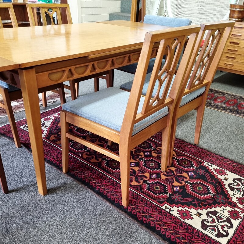 Mid Century Teak Extension Table with 4 Dining Chairs by Alavon Furniture c.1960