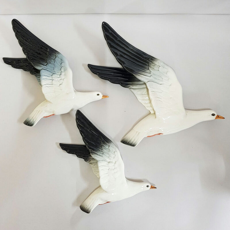 Beswick Flying Ceramic Seagull Wall Plaques, England c.1950