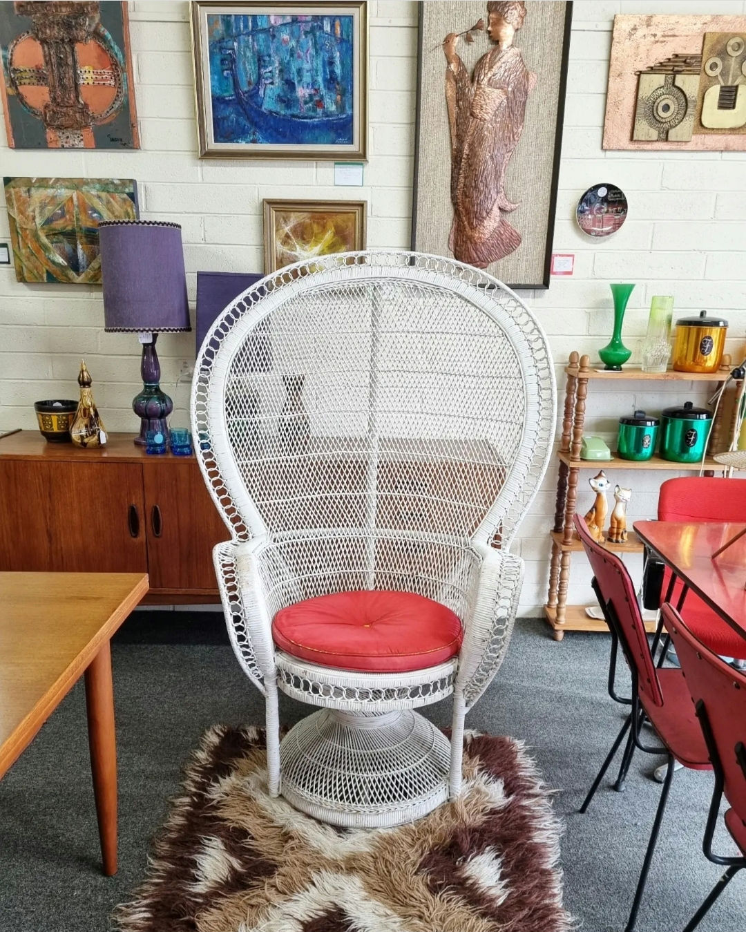 Mid Century Cane Peacock Chair c.1960