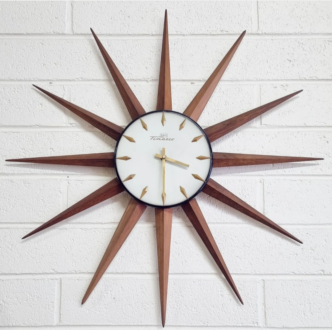 Mid Century Sunburst/Starburst Clock by Timatic c.1960